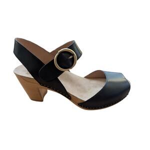DANSKO TAMARA peep toe Sandals/Wedges, size 10/41; Black, chunky sturdy shoes